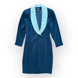 Gillian Vintage 80s Black Blazer Wrap Cocktail‎ Dress Size 10